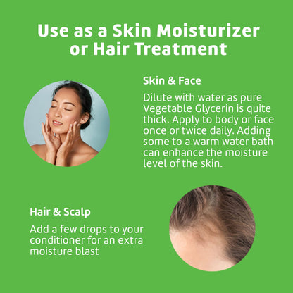 De La Cruz Vegetable Glycerin – 100% Pure USP Grade, 8 oz for Hair, Skin & DIY