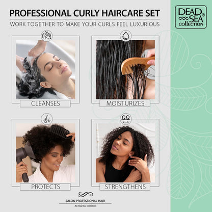 Dead Sea Collection Shampoo & Conditioner Set for Curly Hair – Avocado & Aloe, Pure Dead Sea Minerals | 2 Bottles (33.8 & 30.6 fl oz)
