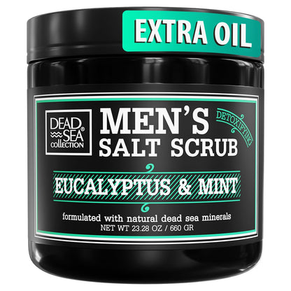 Dead Sea Collection Salt Body Scrub Eucalyptus & Mint for Men - Exfoliate, Hydrate & Detoxify (23.28 oz)