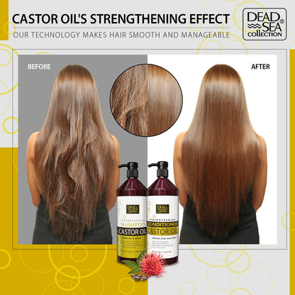 Dead Sea Collection Shampoo & Conditioner Set for Strength & Volume — Pure Dead Sea Minerals & Castor Oil (2-Pack)