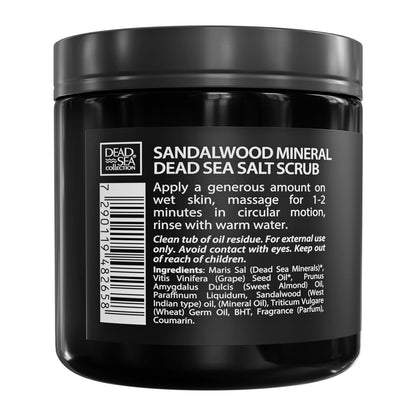 Dead Sea Collection Salt Body Scrub Sandalwood for Men – Exfoliate, Moisturize & Detox with Dead Sea Minerals (23.28 oz)