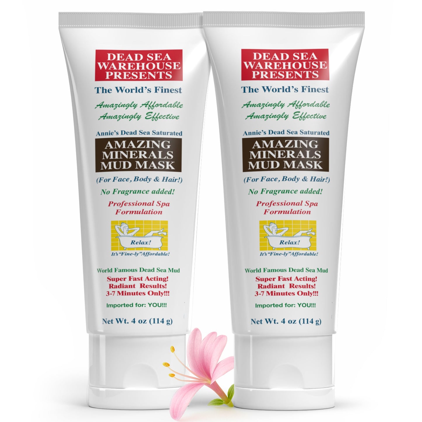 Dead Sea Warehouse Amazing Minerals Mud Mask – Spa Day Essentials, 2 × 4 oz