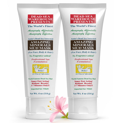 Dead Sea Warehouse Amazing Minerals Mud Mask – Spa Day Essentials, 2 × 4 oz