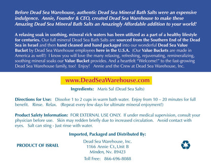 Dead Sea Warehouse - Unscented Dead Sea Salt Bath, 5lbs 2-Pack for Soothing Muscles & Soft Skin