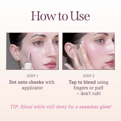 DEAR DAHLIA Petal Drop Blush (Softie) – Vegan Liquid Blush for Dewy, Buildable Color | Long-Wear Cheek Makeup