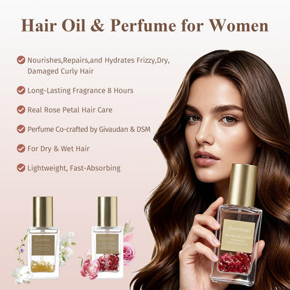 Dear Irean Hair Perfume Oil for Women – Rose Scent with Moroccan Argan & Jojoba | 1.35 oz