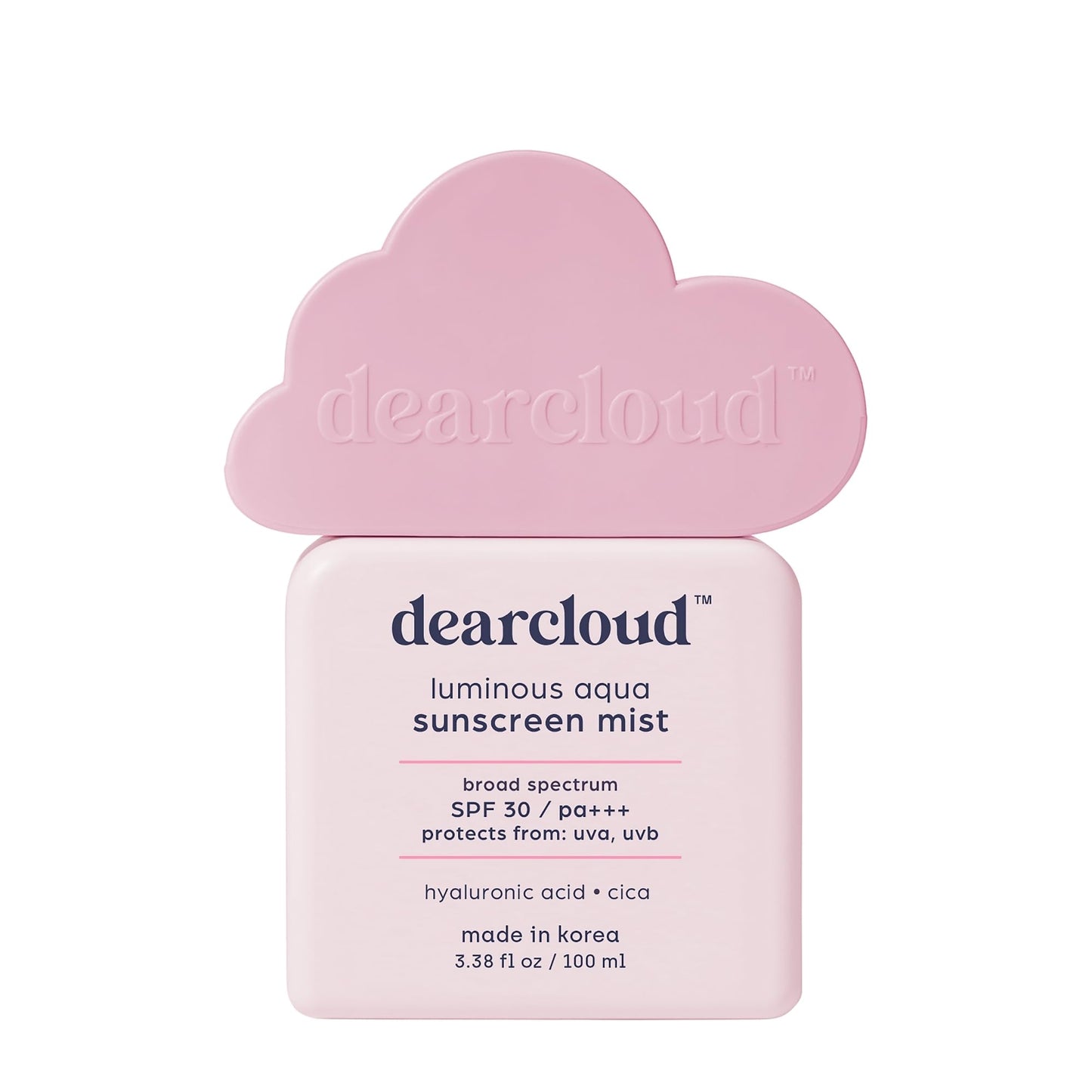 Dearcloud Luminous Aqua Sun Mist SPF 30 – Korean Cica + Hyaluronic Acid Spray Sunscreen