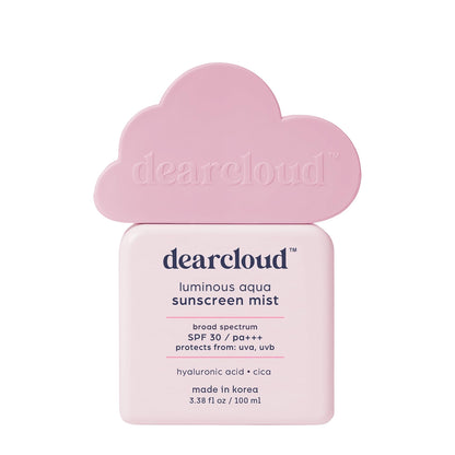 Dearcloud Luminous Aqua Sun Mist SPF 30 – Korean Cica + Hyaluronic Acid Spray Sunscreen