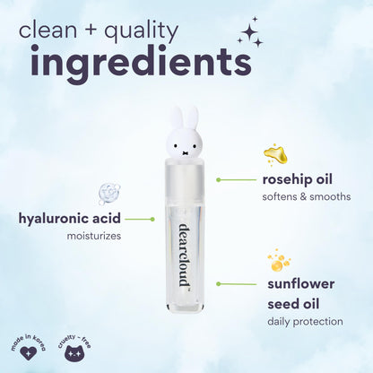 dearcloud Miffy Lip Serum Jelly – Clear Shimmer Lip Gloss for Hydration & Shine (Clear Skies)