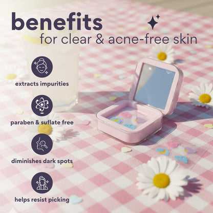 dearcloud Hydrocolloid Blemish Patches – 24 Count + Compact Case | Acne Patches with Tea Tree Oil & Salicylic Acid