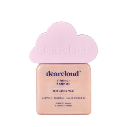 Dearcloud Shimmer Body Oil – Coco Vanilla Musk | Hydrating & Nourishing Skin (3.38 fl oz)