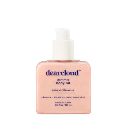 Dearcloud Shimmer Body Oil – Coco Vanilla Musk | Hydrating & Nourishing Skin (3.38 fl oz)