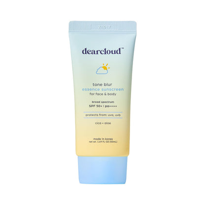 Dearcloud Tone Blur Essence Sunscreen SPF 50+ PA++++ — Vegan Face Primer Sunscreen (1.69 fl oz)