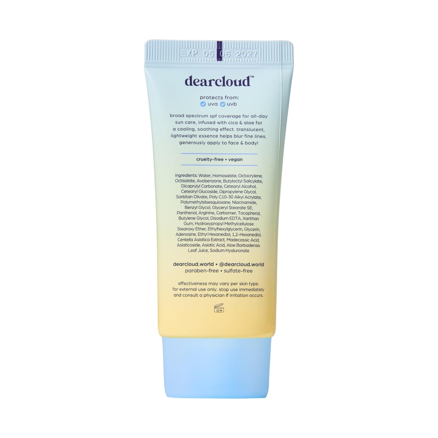 Dearcloud Tone Blur Essence Sunscreen SPF 50+ PA++++ — Vegan Face Primer Sunscreen (1.69 fl oz)