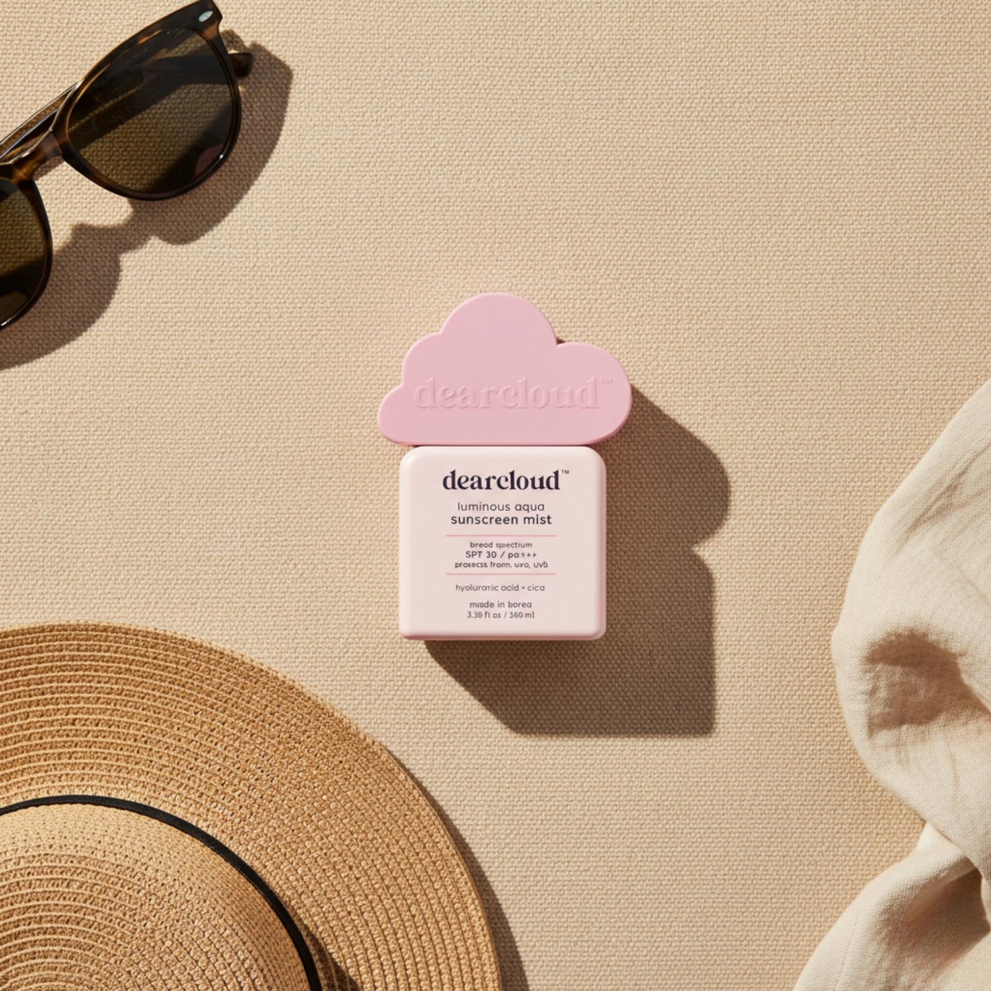 Dearcloud Luminous Aqua Sun Mist SPF 30 – Korean Cica + Hyaluronic Acid Spray Sunscreen