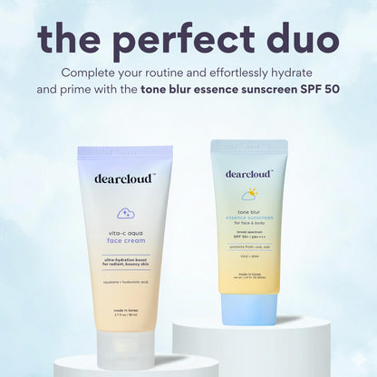 DearCloud Vita-C Aqua Face Cream – Vitamin C Moisturizer with Hyaluronic Acid & Squalane (2.7 oz)