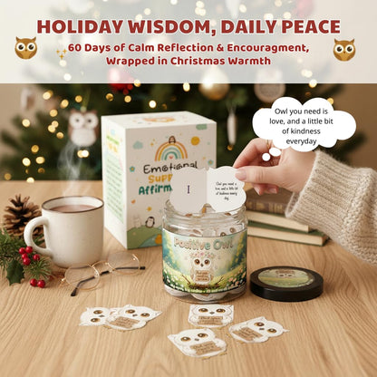 DEARMINE Positive Owl Jar with 60 Affirmation Cards – Daily Encouragement & Emotional Support for Women