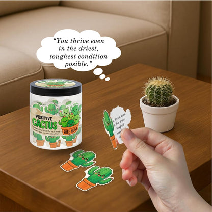 DEARMINE Positive Cactus Jar — 60 Daily Affirmations for Daily Motivation & Desk Decor