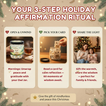 DEARMINE Positive Owl Jar with 60 Affirmation Cards – Daily Encouragement & Emotional Support for Women