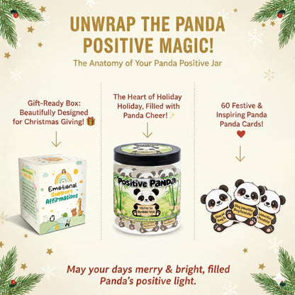 DEARMINE Positive Panda Jar with 60 Daily Affirmation Cards | Panda Gift for Women & Teens