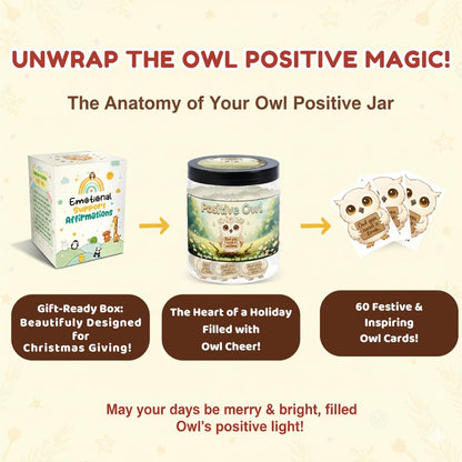 DEARMINE Positive Owl Jar with 60 Affirmation Cards – Daily Encouragement & Emotional Support for Women