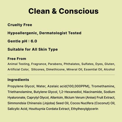 DearMYDEW 10% Azelaic Acid Serum with Niacinamide – Rosacea Relief & Acne Care (1 fl oz)