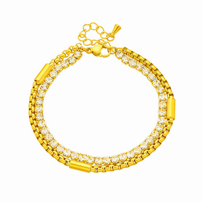 Multi-Layer Twin Zircon Chain Bracelet