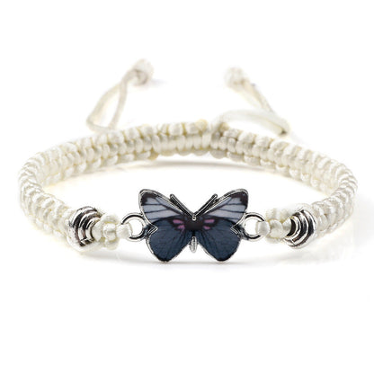 Adjustable Couple Butterfly Buckle Braided Bracelet