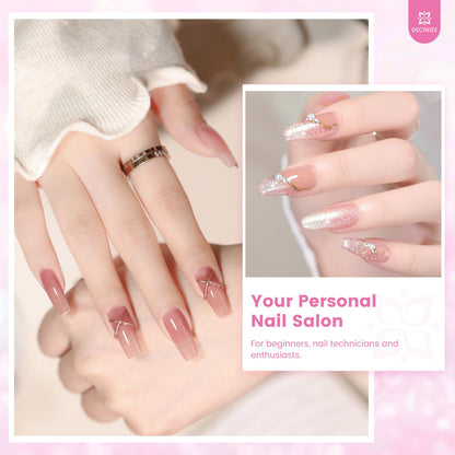Deciniee Nail Kit for Beginners – All-in-One Acrylic Powder & Liquid Set with UV Light (Pink)