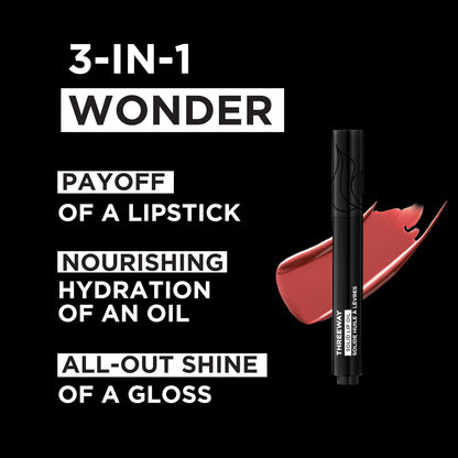 Deck of Scarlet Threeway Solid Lip Oil – Vegan Hyaluronic Acid, Coral Rose
