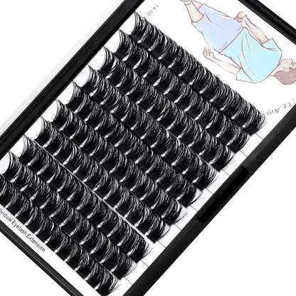 Dedila Large Tray Grafted Wide-Stem Lashes | 120 Clusters, D Curl, 8-20mm (16mm Available)