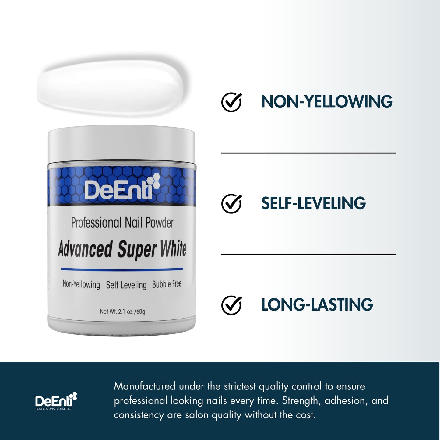 DeEnti Acrylic Nail Powder - 2oz Super White | Bubble-Free, Long-Lasting, Chip-Resistant