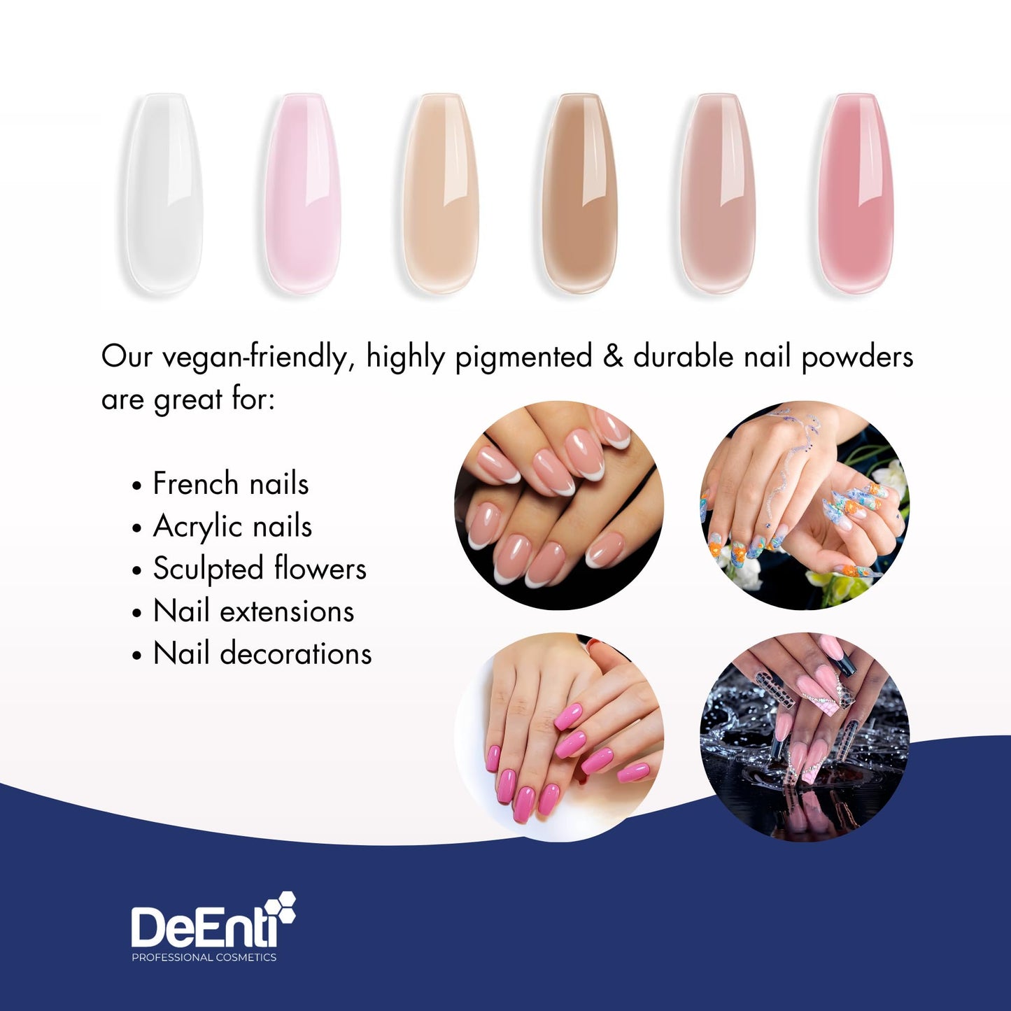 DeEnti Acrylic Nail Powder - 2oz Super White | Bubble-Free, Long-Lasting, Chip-Resistant