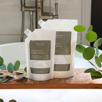 Deep Steep Epsom Salt Bubble Bath – Muscle Soak with Arnica, Ashwagandha & Essential Oils (32 oz)
