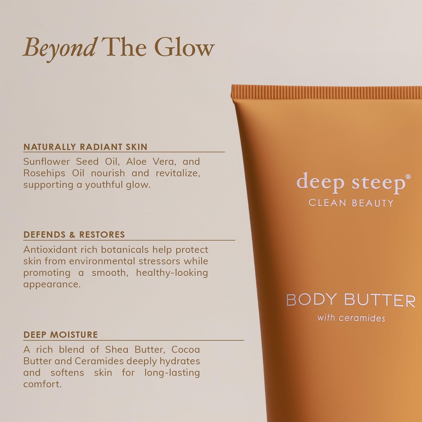 Deep Steep Body Butter 6 oz – Rich Moisturizer with Ceramides, Coconut Oil & Aloe Vera – Vegan, Brown Sugar Vanilla
