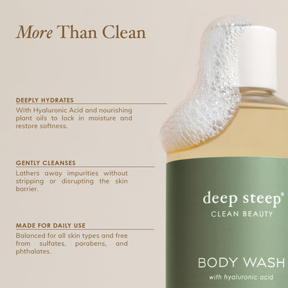 Deep Steep Passion Fruit Guava Body Wash – Hydrating Gel with Hyaluronic Acid & Shea Butter (17 oz) | Vegan