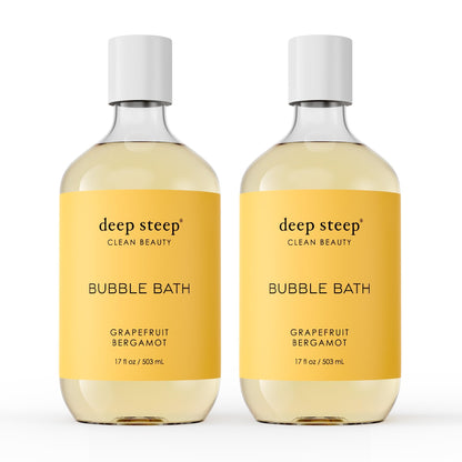 Deep Steep Bubble Bath Grapefruit Bergamot – Pack of 2, Hypoallergenic, Sulfate-Free, with Shea Butter & Argan Oil