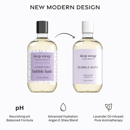 Deep Steep Bubble Bath Lavender Vanilla – Hypoallergenic, Sulfate-Free Soaking Experience with Shea Butter & Argan Oil