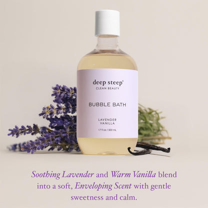 Deep Steep Bubble Bath Lavender Vanilla – Hypoallergenic, Sulfate-Free Soaking Experience with Shea Butter & Argan Oil
