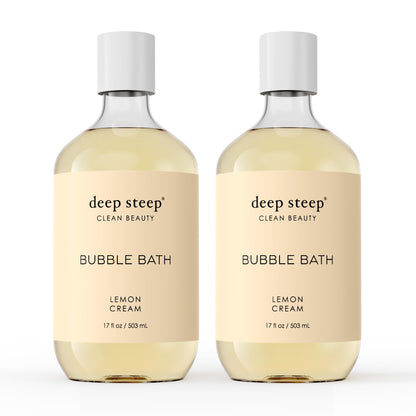 Deep Steep Bubble Bath Lemon Cream 17 oz x2 | Hypoallergenic, Sulfate-Free Soak with Shea Butter & Argan Oil