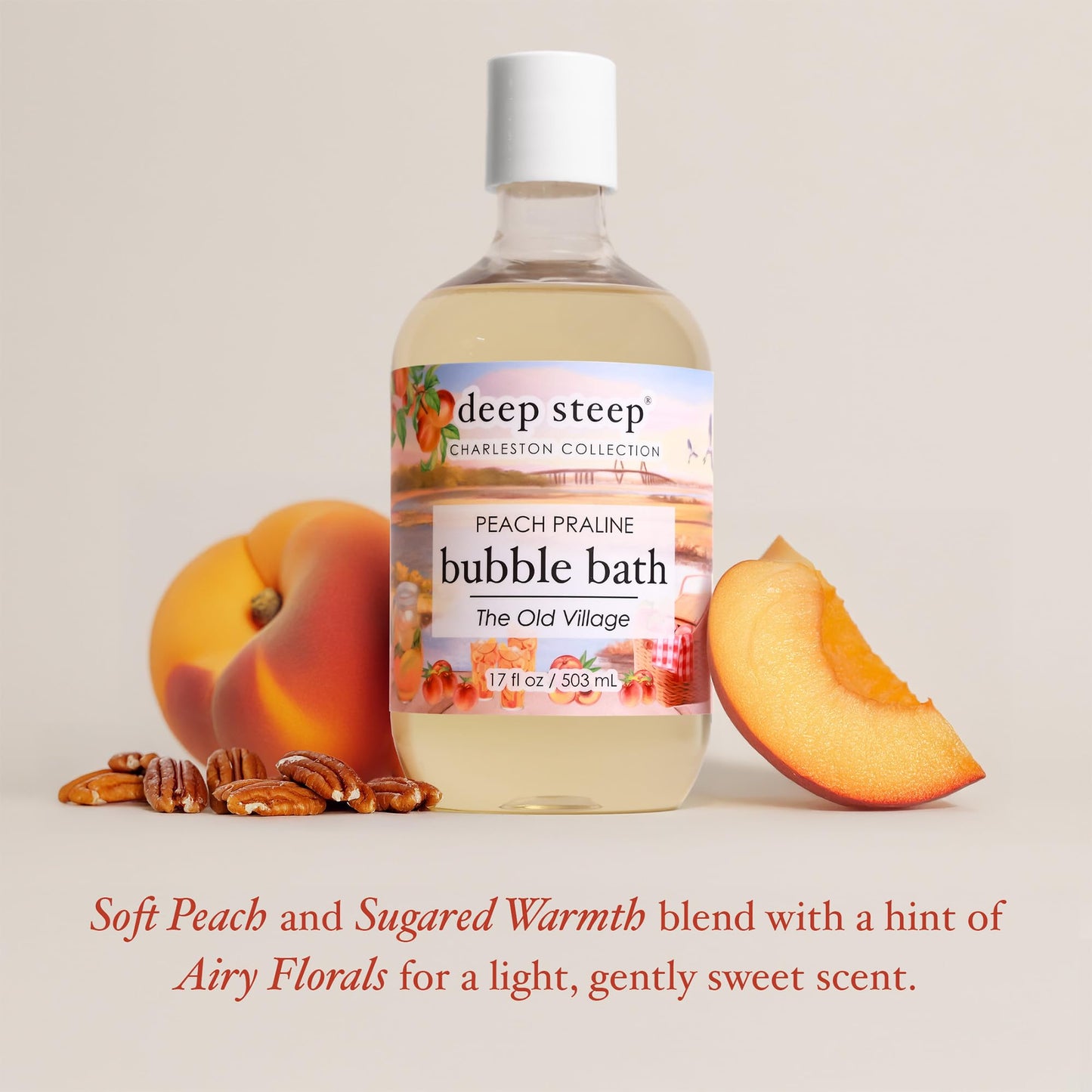 Deep Steep Peach Praline Bubble Bath 17 oz – Hypoallergenic & Sulfate-Free