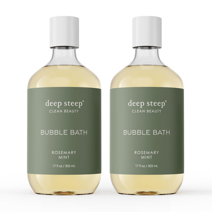 Deep Steep Bubble Bath Rosemary Mint – Pack of 2 x 17 oz, Hypoallergenic, Sulfate-Free with Shea Butter & Argan Oil