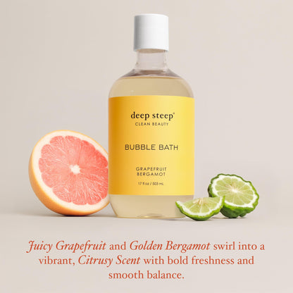 Deep Steep Bubble Bath Grapefruit Bergamot – Pack of 2, Hypoallergenic, Sulfate-Free, with Shea Butter & Argan Oil