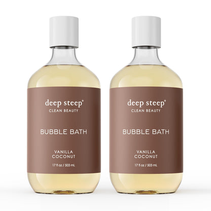 Deep Steep Bubble Bath Vanilla Coconut 17 oz (Pack of 2) – Hypoallergenic, Clinically Tested, Sulfate-Free