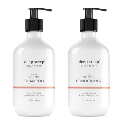 Deep Steep Curl Defining Shampoo & Conditioner, 17 oz – Moisturizing, Sulfate-Free, Vegan Hair Care for Curly Hair