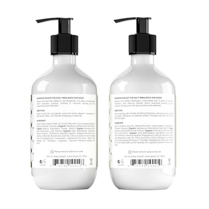 Deep Steep Gentle Clarifying Shampoo & Conditioner – Tea Tree, Peppermint, Aloe | Sulfate-Free & Vegan