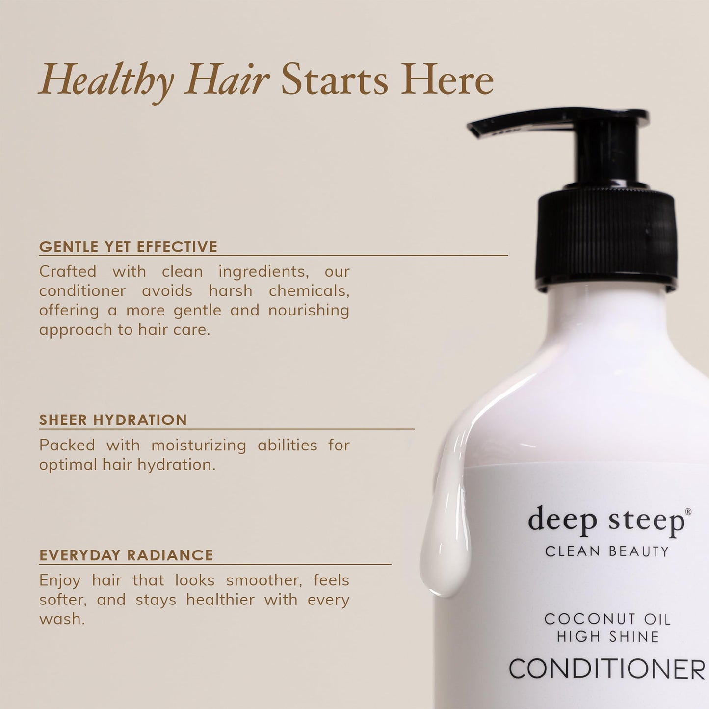 Deep Steep High Shine Coconut Oil Conditioner – Moisturizing, Silicone-Free, Vegan, 17 oz