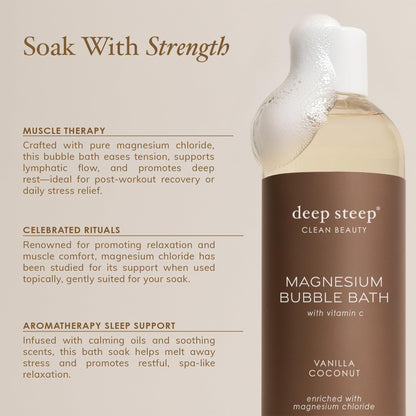 Deep Steep Magnesium Bubble Bath – 15.6 oz, Lavender Chamomile | Soothing Foaming Soak