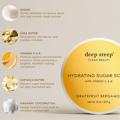 Deep Steep Honey Blossom Sugar Scrub – Exfoliating Body Scrub with Coconut Oil, Shea Butter & Argan Oil | Vegan