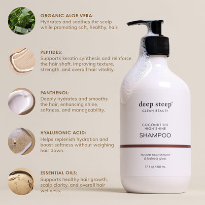 Deep Steep Gentle Clarifying Shampoo – Tea Tree, Peppermint, Aloe & Hyaluronic Acid | Sulfate-Free & Vegan